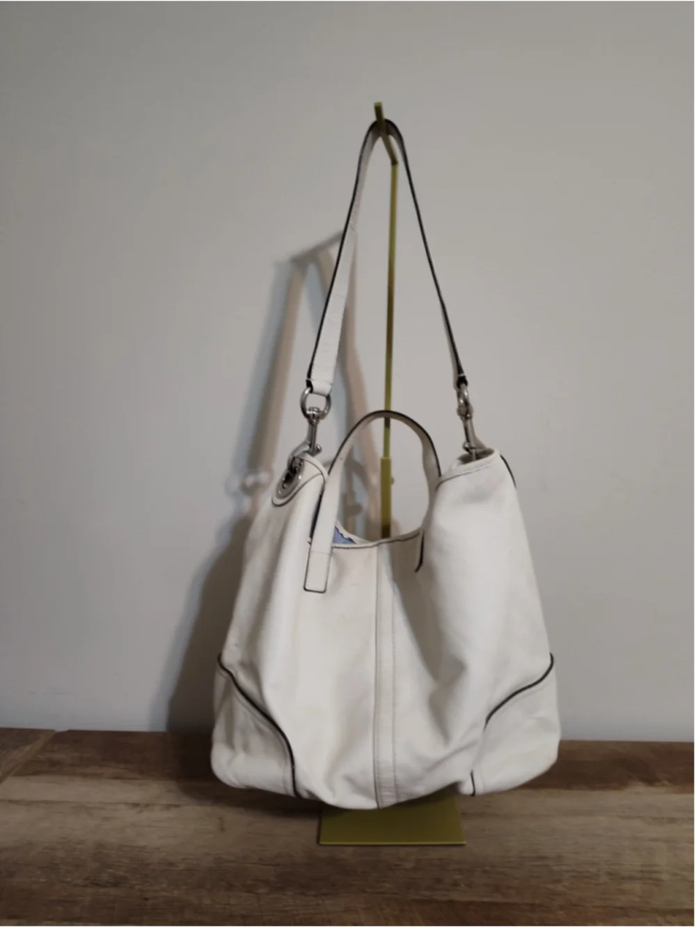 Women's Coach Leather Hobo Bag One Size White